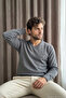 Men's V-Neck Anthracite Sweater Thessaloniki Knit Solid Color Classic Fit - 5550D - 5