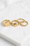 Women's Gold Color 4-Piece Design Ring Set - 2