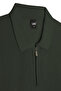 Men's Zippered Polo Collar Khaki Sweater Ribbed Textured Thin Knitwear Classic Pattern - 5411A - 4