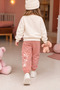 Girl's Tracksuit Set Teddy Bear Printed Sweatshirt Powder Casual Sports Set - 2