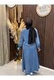 Rina Zipper Detailed Skirted Denim Suit |   Blue - 7
