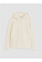 Ecru Hooded Girls' Plush Zippered Sweatshirt - 8