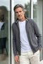 Men's Zippered Cardigan Cotton Knitwear Rice Patterned Steel Knit Classic Fit - 5410K - 3