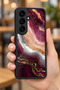 Samsung Galaxy S26 Compatible Burgundy Marble Patterned Shockproof Case with Camera Protection - 5