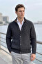 Men's Zippered and Buttoned Cardigan Thick Knit Knitwear Classic Pattern - 5405m - 5