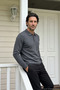 Men's Polo Collar Plain Knitwear Cotton Dark Gray Sweater Steel Knit Classic Pattern - 5400F