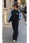 Women's Striped Detailed Sweatshirt and Wide-Leg Sweatpants Comfortable Cut Double Set & 2-Thread Lycra