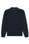 Men's Polo Collar Navy Blue Sweater Rice Patterned Cotton Knitwear Steel Knit Classic Pattern - 5410F - 2