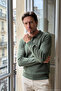 Men's Polo Collar Knitwear Cotton Green Sweater Bird Eye Patterned Steel Knit Classic Fit - 5404F - 5
