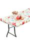 Waterproof Elastic Fitted Tablecloth, Floral Pattern,Waterproof Elastic Fitted Table Covers for 6 Fo