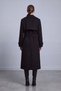 Cuff Detailed Belted Long Coat Black - 3