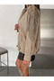 Women's Suede Stand Collar Jacket with Full Zipper Pocket and Shoulder Detail - 4