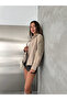 Women's Suede Stand Collar Jacket with Full Zipper Pocket and Shoulder Detail - 2
