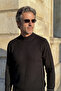 Men's Half Fisherman Black Sweater Cotton Knitwear Rice Patterned Steel Knit Classic Fit - 5410B - 5