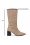 Beige Suede Pointed Toe Below the Knee Women's Boots - 2