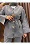 Norelya Brooch Detailed Trousers and Jeans Set |   Black - 2