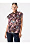Regular Fit Floral Patterned Stand Collar Sleeveless Blouse - 2