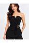 Belted, Pleated Trousers with Short Zipper on the Back and Side Pockets, Strapless Suit - 4