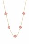 Yellow Color Steel Necklace with Pink Clover Figure - Stylish and Durable Women's Jewelry