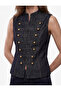 Mandarin Collar Ornamented Buttoned Napoleon Vest - 4
