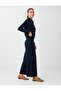 Navy Blue Relaxed Fit Regular Waist Wide Leg Knitwear Trousers - 4
