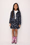 Navy Blue Star Patterned Gabardine Girls' Skirt and Jacket Set - Maria