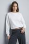 Batwing Sleeve Elastic Waist Crop Sweatshirt 979 Ecru