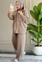 5343 - Stylish, Comfortable, Loose-Fitting Viscose Soft Modal Fabric Hooded Women's Set with Pocket Detail