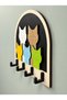 Colorful Cat Themed Mdf Wall Key Hanger with 4 Hangers 22X22 cm - 5