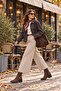 Helena Brown Suede Women's Casual Ankle Belt Detailed Thick Heeled Stylish Modern Boots & Booties - 6