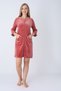 Women's Cotton Velvet Zipper Pocket Long Sleeve Dress / Tile 3715 - 3