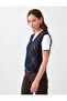 Navy Blue Diamond Patterned V-Neck Knit Sweater - 4