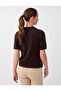 Bitter Brown Stone Embellished Short Sleeve Knit Sweater - 4