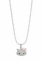 Women's and Children's Compatible Stone-Embellished Hello Kitty Design Steel Necklace with Pink Bow, Stylish and Durable