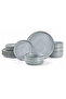 BAV 12-Piece Stoneware Dinner Set, Ash Grey 4 Dinner Plates, 4 Side Plates & 4 Bowls