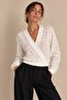 Double-Breasted Collar Patterned Lace Blouse