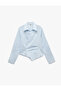 Slim Fit Cotton Double Breasted Long Sleeve Striped Poplin Shirt - 5