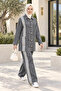 Women's Striped Detailed Buttoned Pocketed Gray Denim Two-Piece Set - 4