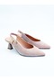 Women's Genuine Leather Heeled Shoes Beige Suede