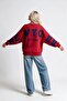 Women's Oversize Sweatshirt Wyo Ny Printed Red – Crew Neck, 3 Thread Rastering