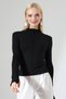 Women's Buzzy Ribbed High Neck Long Sleeve Finger-Looped Blouse - 5