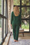 Women's Plus Size Suede Fabric Button Front Stylish Pajama Set - 3