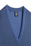 Men's V-Neck Blue Sweater Straw Pattern Steel Knit Classic Pattern - 5441H - 4
