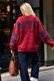 Women's Oversize Sweatshirt Wyo Ny Printed Red – Crew Neck, 3 Thread Rastering - 2