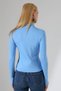 Women's Stretchy Soft Textured High Neck Long Sleeve Finger Loop Blouse - 8