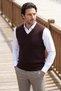 Men's V-Neck Burgundy Sweater Straw Pattern Steel Knit Classic Pattern - 5441H - 5