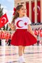 Girls' April 23, October 29 Show, Ceremony Clothing, Red Skirt and T-Shirt with Turkish Flag