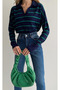 Blue Green Striped V-Neck Knit Sweater - 243276 - 2