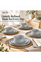 BAV 12-Piece Stoneware Dinner Set, Ash Grey 4 Dinner Plates, 4 Side Plates & 4 Bowls - 8