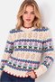 Beige Patterned Openwork Knit Sweater - 3